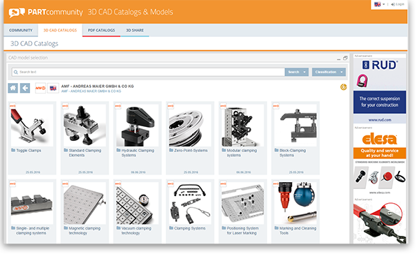 With bigger tiles and images of the 3D CAD models, PARTcommunity users obtain a bigger overview and the usability is simplified.