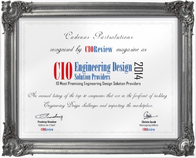 La rivista CIO Review Magazin ha nominato CADENAS come uno dei dieci più promettenti „Engineering Design Solution Providers